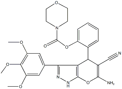 2-[6-amino-5-cyano-3-(3,4,5-trimethoxyphenyl)-1,4-dihydropyrano[2,3-c]pyrazol-4-yl]phenyl 4-morpholinecarboxylate,448906-77-2,结构式