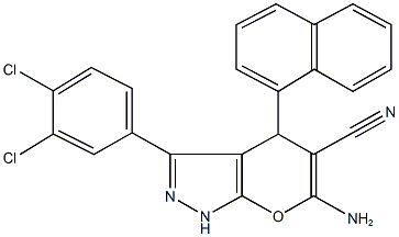 6-amino-3-(3,4-dichlorophenyl)-4-(1-naphthyl)-1,4-dihydropyrano[2,3-c]pyrazole-5-carbonitrile,448907-14-0,结构式