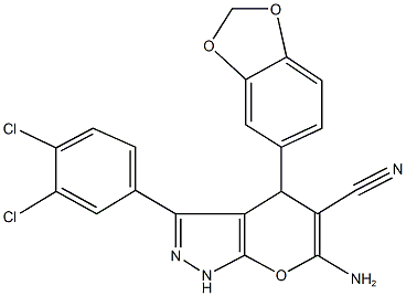 6-amino-4-(1,3-benzodioxol-5-yl)-3-(3,4-dichlorophenyl)-1,4-dihydropyrano[2,3-c]pyrazole-5-carbonitrile|