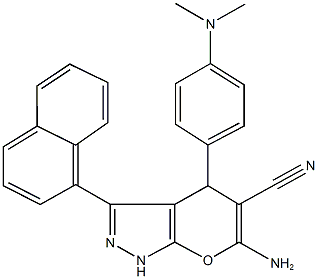 6-amino-4-[4-(dimethylamino)phenyl]-3-(1-naphthyl)-1,4-dihydropyrano[2,3-c]pyrazole-5-carbonitrile Structure