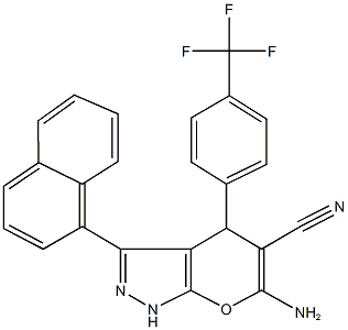 6-amino-3-(1-naphthyl)-4-[4-(trifluoromethyl)phenyl]-1,4-dihydropyrano[2,3-c]pyrazole-5-carbonitrile Structure
