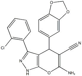 448909-20-4 6-amino-4-(1,3-benzodioxol-5-yl)-3-(2-chlorophenyl)-1,4-dihydropyrano[2,3-c]pyrazole-5-carbonitrile