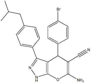 6-amino-4-(4-bromophenyl)-3-(4-isobutylphenyl)-1,4-dihydropyrano[2,3-c]pyrazole-5-carbonitrile,448909-32-8,结构式
