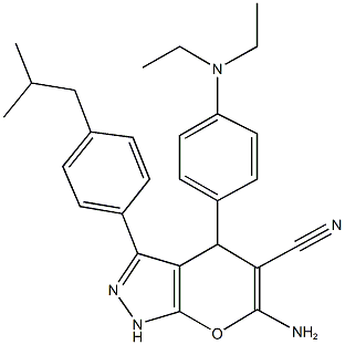 6-amino-4-[4-(diethylamino)phenyl]-3-(4-isobutylphenyl)-1,4-dihydropyrano[2,3-c]pyrazole-5-carbonitrile Structure