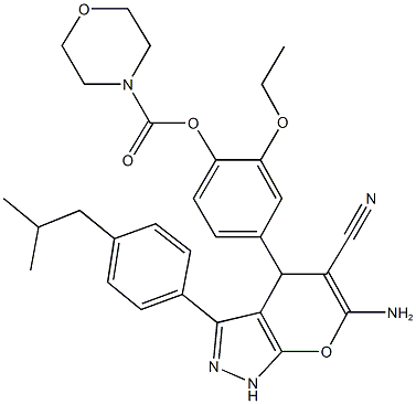 448909-79-3 4-[6-amino-5-cyano-3-(4-isobutylphenyl)-1,4-dihydropyrano[2,3-c]pyrazol-4-yl]-2-ethoxyphenyl morpholine-4-carboxylate