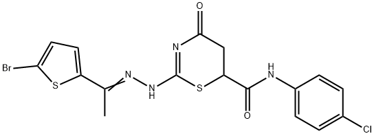 448910-61-0 2-{[1-(5-bromo-2-thienyl)ethylidene]hydrazono}-N-(4-chlorophenyl)-4-oxo-1,3-thiazinane-6-carboxamide