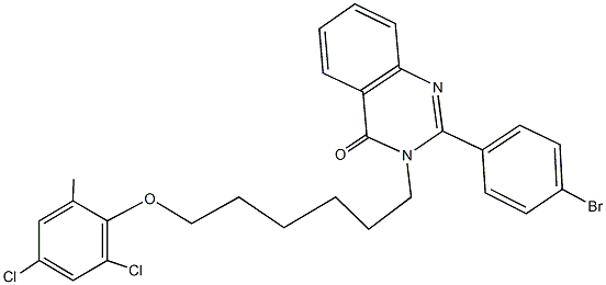 2-(4-bromophenyl)-3-[6-(2,4-dichloro-6-methylphenoxy)hexyl]-4(3H)-quinazolinone Structure