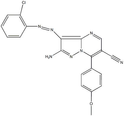 2-amino-3-[(2-chlorophenyl)diazenyl]-7-(4-methoxyphenyl)pyrazolo[1,5-a]pyrimidine-6-carbonitrile 结构式