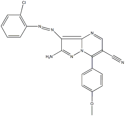 2-amino-3-[(2-chlorophenyl)diazenyl]-7-(4-methoxyphenyl)pyrazolo[1,5-a]pyrimidine-6-carbonitrile 化学構造式