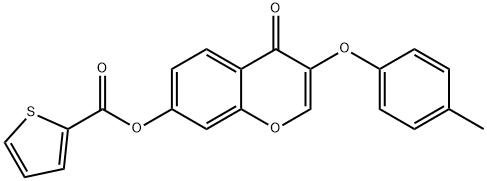 3-(4-methylphenoxy)-4-oxo-4H-chromen-7-yl thiophene-2-carboxylate Struktur