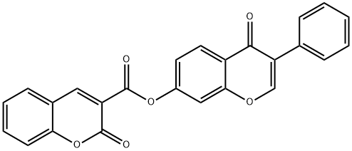 4-oxo-3-phenyl-4H-chromen-7-yl 2-oxo-2H-chromene-3-carboxylate 化学構造式