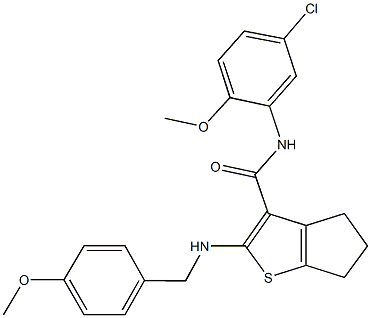 N-(5-chloro-2-methoxyphenyl)-2-[(4-methoxybenzyl)amino]-5,6-dihydro-4H-cyclopenta[b]thiophene-3-carboxamide Struktur