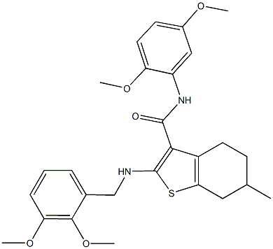 452051-65-9 2-[(2,3-dimethoxybenzyl)amino]-N-(2,5-dimethoxyphenyl)-6-methyl-4,5,6,7-tetrahydro-1-benzothiophene-3-carboxamide