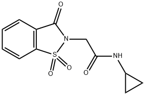 N-cyclopropyl-2-(1,1-dioxido-3-oxo-1,2-benzisothiazol-2(3H)-yl)acetamide Struktur