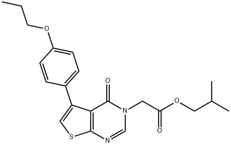 isobutyl (4-oxo-5-(4-propoxyphenyl)thieno[2,3-d]pyrimidin-3(4H)-yl)acetate 化学構造式