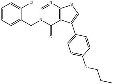 3-(2-chlorobenzyl)-5-(4-propoxyphenyl)thieno[2,3-d]pyrimidin-4(3H)-one,457919-00-5,结构式