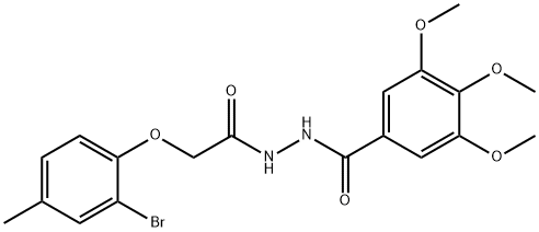 N'-[(2-bromo-4-methylphenoxy)acetyl]-3,4,5-trimethoxybenzohydrazide 结构式