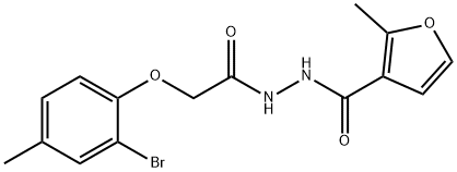 N'-[(2-bromo-4-methylphenoxy)acetyl]-2-methyl-3-furohydrazide,457922-32-6,结构式