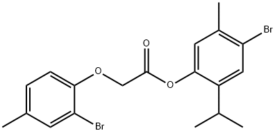 4-bromo-2-isopropyl-5-methylphenyl (2-bromo-4-methylphenoxy)acetate Struktur