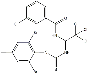 3-chloro-N-(2,2,2-trichloro-1-{[(2,6-dibromo-4-methylanilino)carbothioyl]amino}ethyl)benzamide Structure