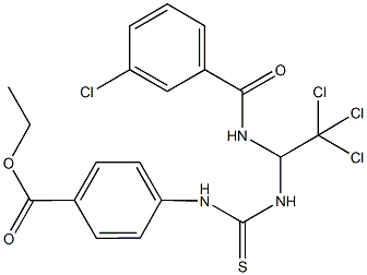 ethyl 4-{[({2,2,2-trichloro-1-[(3-chlorobenzoyl)amino]ethyl}amino)carbothioyl]amino}benzoate Struktur