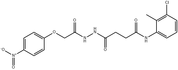 N-(3-chloro-2-methylphenyl)-4-[2-({4-nitrophenoxy}acetyl)hydrazino]-4-oxobutanamide 化学構造式