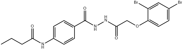N-[4-({2-[(2,4-dibromophenoxy)acetyl]hydrazino}carbonyl)phenyl]butanamide Struktur
