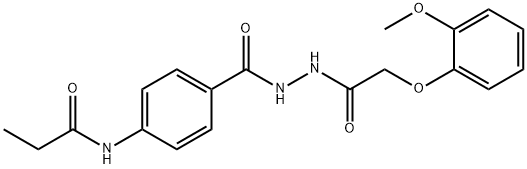 N-[4-({2-[(2-methoxyphenoxy)acetyl]hydrazino}carbonyl)phenyl]propanamide 化学構造式