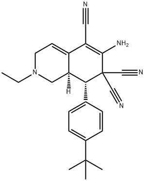6-amino-8-(4-tert-butylphenyl)-2-ethyl-2,3,8,8a-tetrahydro-5,7,7(1H)-isoquinolinetricarbonitrile 结构式