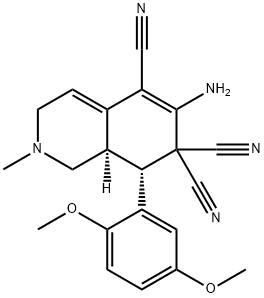 6-amino-8-(2,5-dimethoxyphenyl)-2-methyl-2,3,8,8a-tetrahydro-5,7,7(1H)-isoquinolinetricarbonitrile,459147-88-7,结构式