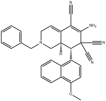6-amino-2-benzyl-8-(4-methoxy-1-naphthyl)-2,3,8,8a-tetrahydro-5,7,7(1H)-isoquinolinetricarbonitrile,459147-94-5,结构式