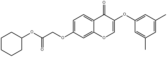 cyclohexyl {[3-(3,5-dimethylphenoxy)-4-oxo-4H-chromen-7-yl]oxy}acetate Struktur