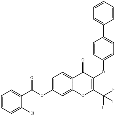 3-([1,1'-biphenyl]-4-yloxy)-4-oxo-2-(trifluoromethyl)-4H-chromen-7-yl 2-chlorobenzoate Structure