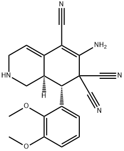 6-amino-8-(2,3-dimethoxyphenyl)-2,3,8,8a-tetrahydro-5,7,7(1H)-isoquinolinetricarbonitrile Struktur