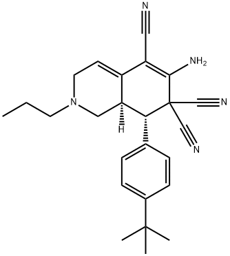 6-amino-8-(4-tert-butylphenyl)-2-propyl-2,3,8,8a-tetrahydro-5,7,7(1H)-isoquinolinetricarbonitrile,459153-47-0,结构式