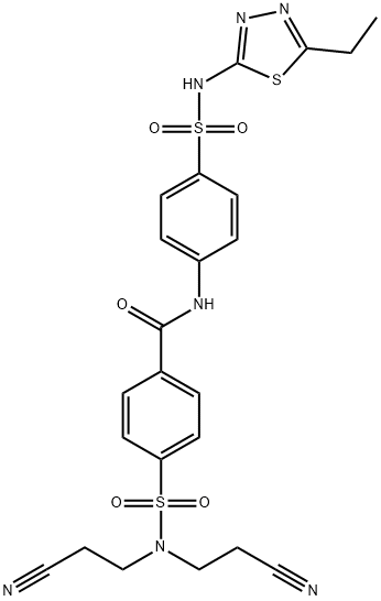 4-{[bis(2-cyanoethyl)amino]sulfonyl}-N-(4-{[(5-ethyl-1,3,4-thiadiazol-2-yl)amino]sulfonyl}phenyl)benzamide Structure