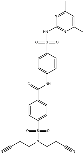 4-{[bis(2-cyanoethyl)amino]sulfonyl}-N-(4-{[(4,6-dimethyl-2-pyrimidinyl)amino]sulfonyl}phenyl)benzamide 结构式