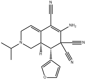 6-amino-8-(3-furyl)-2-isopropyl-2,3,8,8a-tetrahydro-5,7,7(1H)-isoquinolinetricarbonitrile Structure