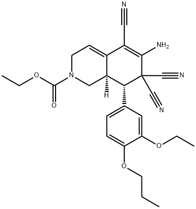 ethyl 6-amino-5,7,7-tricyano-8-(3-ethoxy-4-propoxyphenyl)-3,7,8,8a-tetrahydro-2(1H)-isoquinolinecarboxylate|