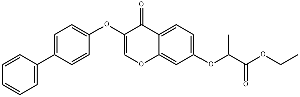 ethyl 2-{[3-([1,1'-biphenyl]-4-yloxy)-4-oxo-4H-chromen-7-yl]oxy}propanoate 结构式