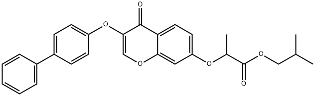isobutyl 2-{[3-([1,1'-biphenyl]-4-yloxy)-4-oxo-4H-chromen-7-yl]oxy}propanoate 化学構造式