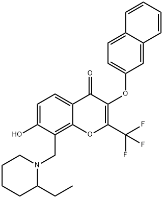 8-[(2-ethyl-1-piperidinyl)methyl]-7-hydroxy-3-(2-naphthyloxy)-2-(trifluoromethyl)-4H-chromen-4-one,459413-81-1,结构式