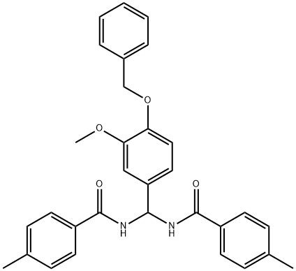 N-{[4-(benzyloxy)-3-methoxyphenyl][(4-methylbenzoyl)amino]methyl}-4-methylbenzamide Structure
