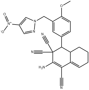 459784-03-3 2-amino-4-[3-({4-nitro-1H-pyrazol-1-yl}methyl)-4-methoxyphenyl]-4a,5,6,7-tetrahydro-1,3,3(4H)-naphthalenetricarbonitrile