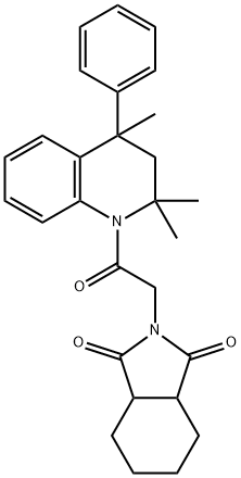 2-[2-oxo-2-(2,2,4-trimethyl-4-phenyl-3,4-dihydro-1(2H)-quinolinyl)ethyl]hexahydro-1H-isoindole-1,3(2H)-dione,459791-42-5,结构式