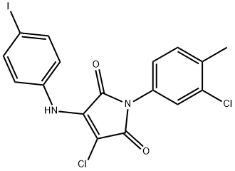 3-chloro-1-(3-chloro-4-methylphenyl)-4-(4-iodoanilino)-1H-pyrrole-2,5-dione,459792-20-2,结构式