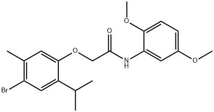 2-(4-bromo-2-isopropyl-5-methylphenoxy)-N-(2,5-dimethoxyphenyl)acetamide Struktur