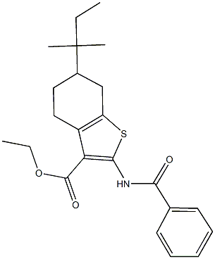 ethyl 2-(benzoylamino)-6-tert-pentyl-4,5,6,7-tetrahydro-1-benzothiophene-3-carboxylate Struktur