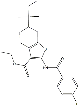 ethyl 2-[(4-fluorobenzoyl)amino]-6-tert-pentyl-4,5,6,7-tetrahydro-1-benzothiophene-3-carboxylate Structure