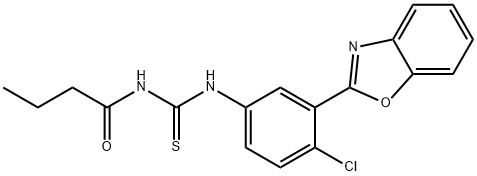 N-[3-(1,3-benzoxazol-2-yl)-4-chlorophenyl]-N'-butyrylthiourea Structure